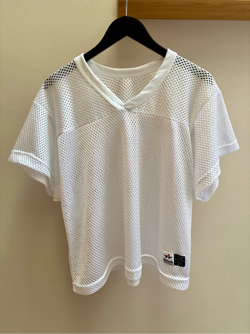 Alleson Athletic VTG Y2K white blank mesh cropped football jersey L